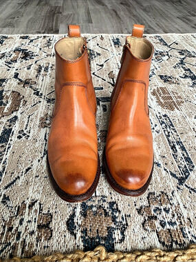 Frye Women’s Danielle Short Leather Ankle Boots Cognac/Tan Brown